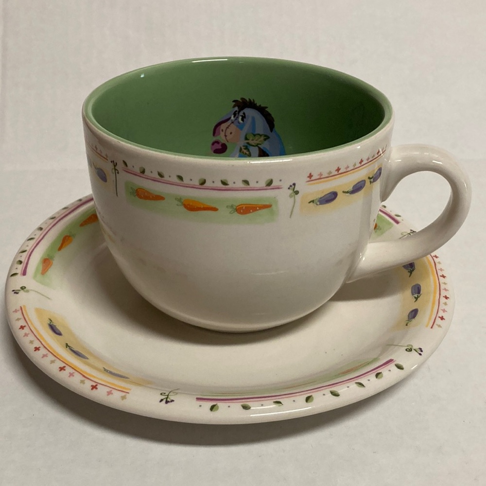 Disney Store Eeyore Large Cup and Saucer Plate Set